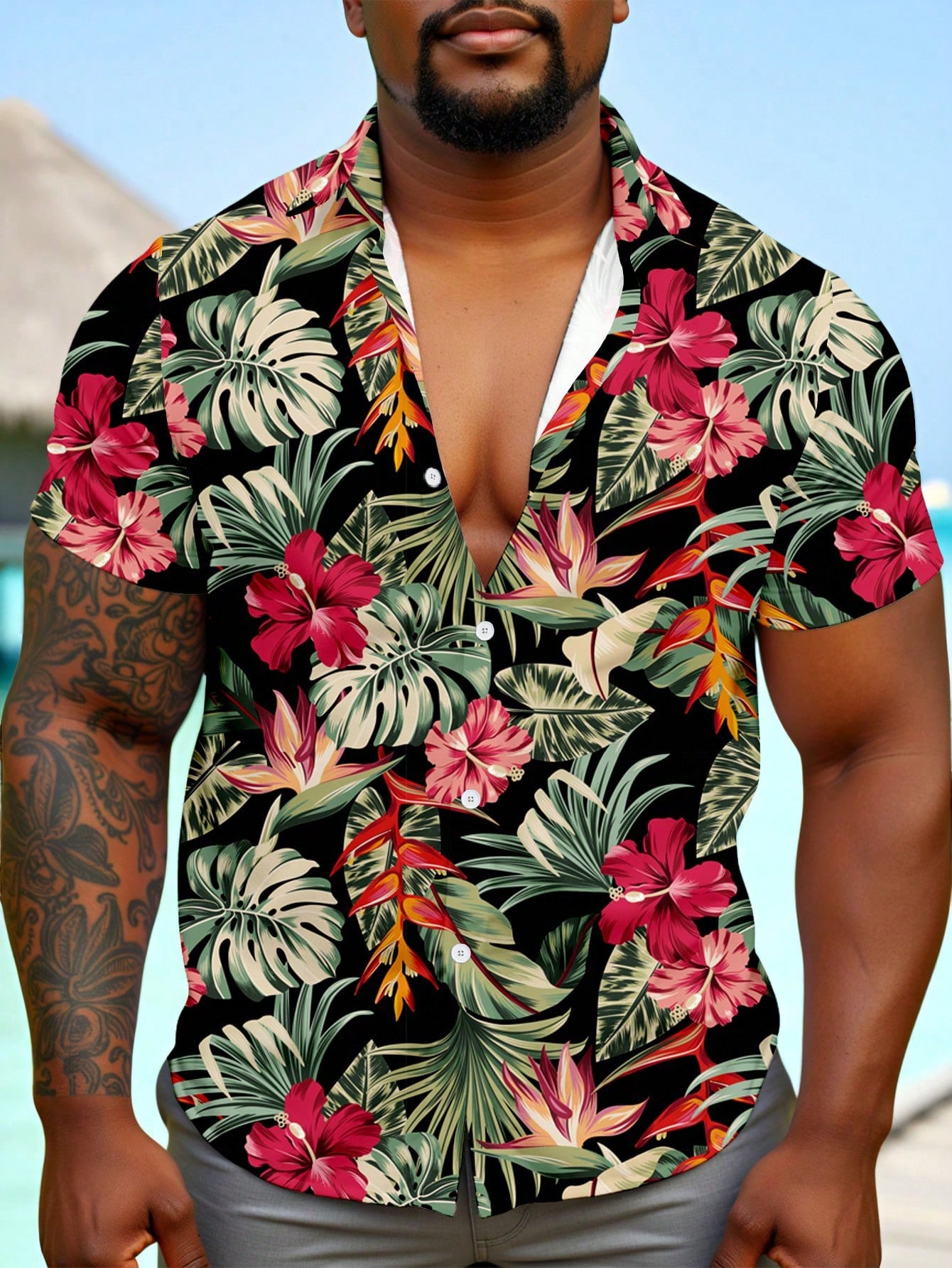 Resort Shirt Floral - Casual Hawaiian Shirt Men Tropical Floral