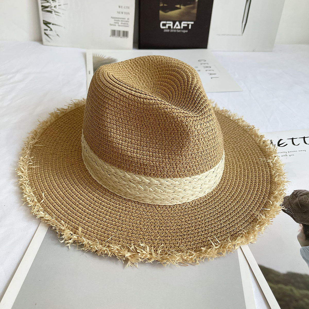Fringed Brim Panama Hat Wide B - Bucket Hat Straw recension och pris