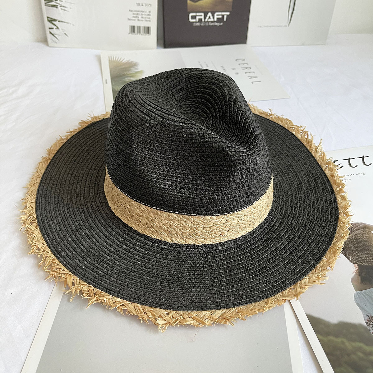 Fringed Brim Panama Hat Wide B - Bucket Hat Straw recension och pris