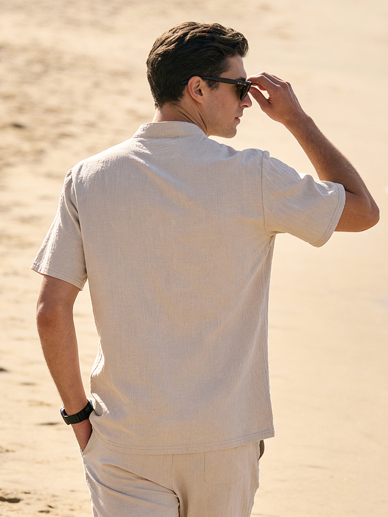 Men's Cotton Linen Henley Shir - Linen Shirt Breathable recension och pris