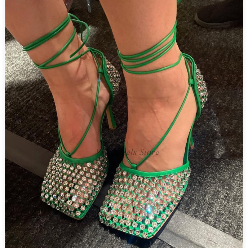 Square Toe Mesh Dimaond Lace u - Casual Sandal Leather recension och pris