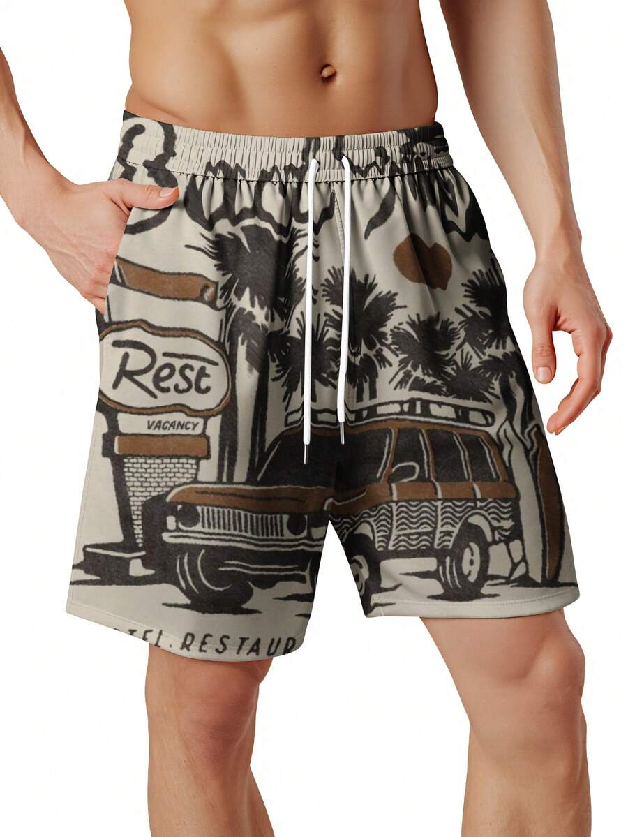 Mens Beach Trip Print Board Sh - Swim Trunk Quick Dry recension och pris