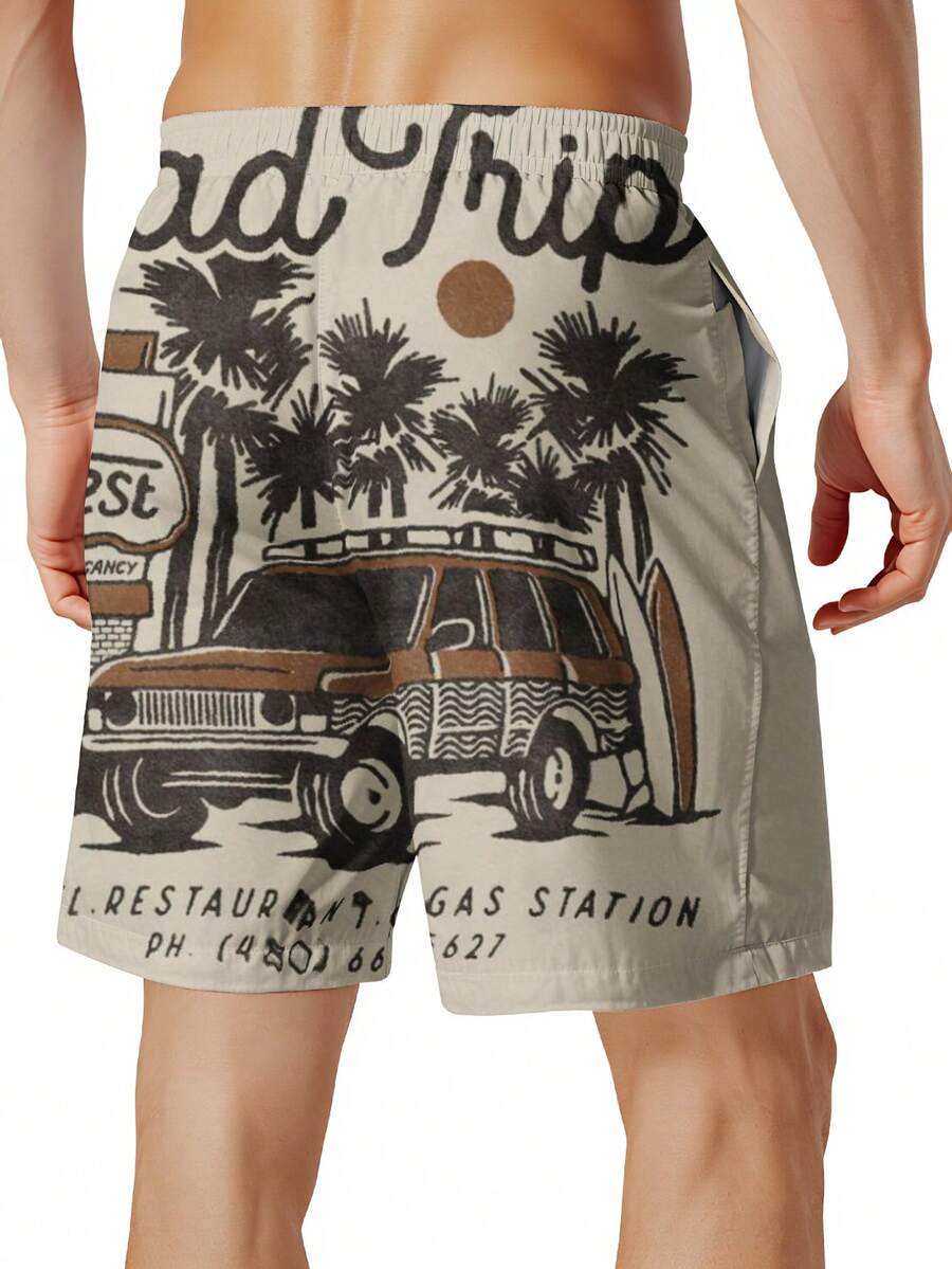 Mens Beach Trip Print Board Sh - Swim Trunk Quick Dry recension och pris