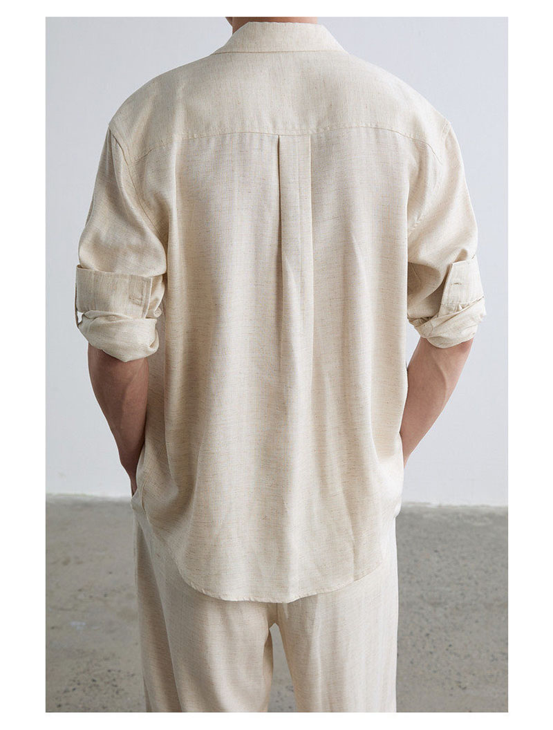 High-end Natural Linen Men's S - Linen Shirt Breathable recension och pris