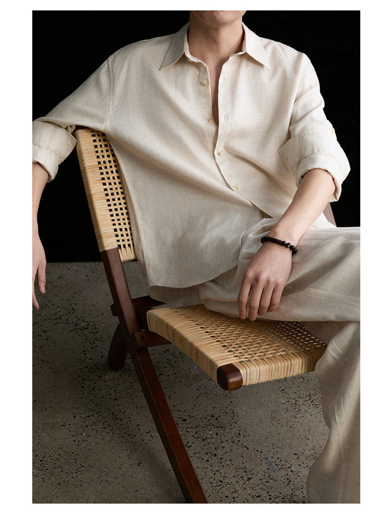 High-end Natural Linen Men's S - Linen Shirt Breathable recension och pris