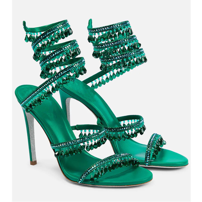 Sexy Green Crystal Fringe Stil - Casual Sandal Leather recension och pris