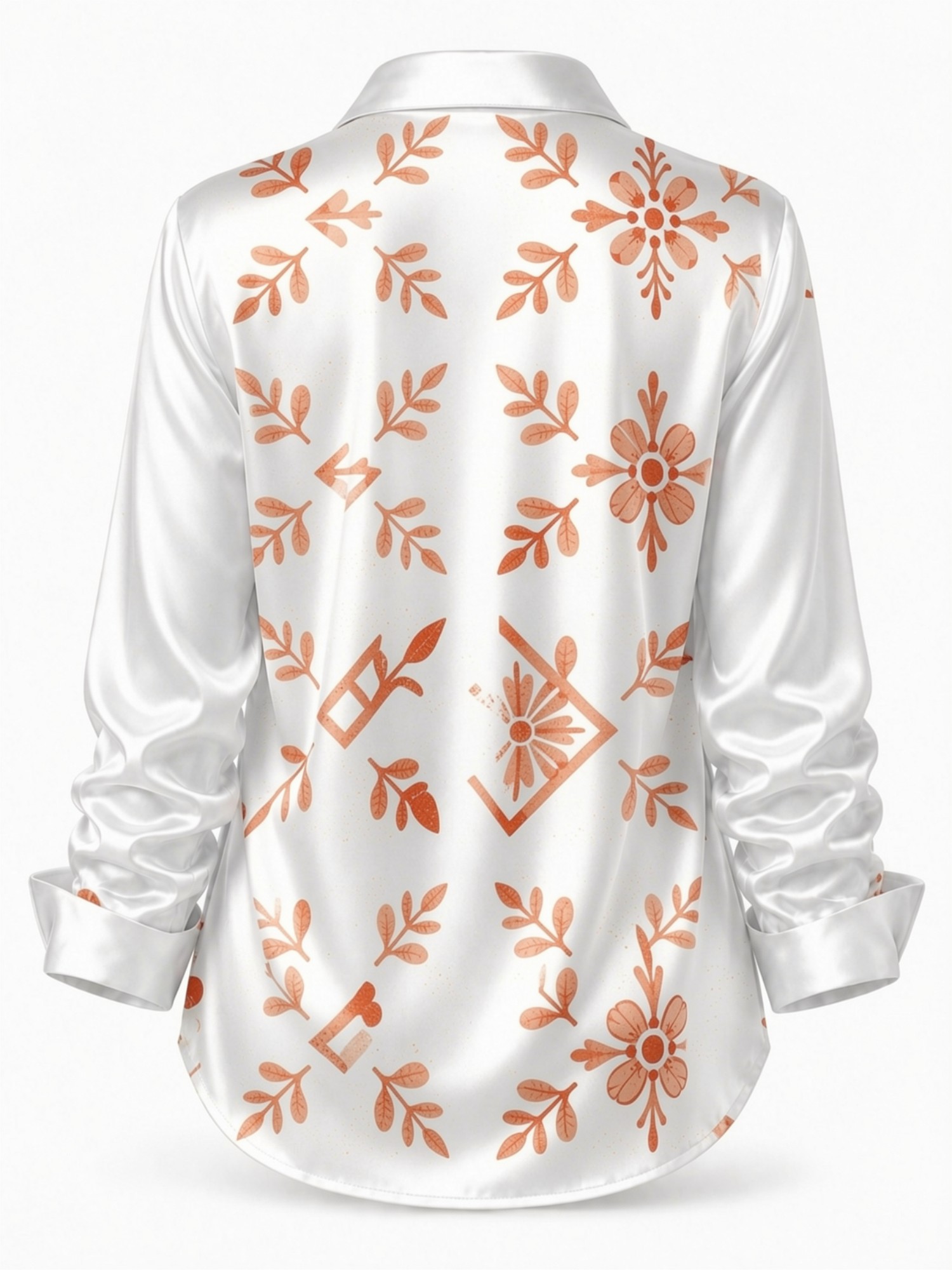 Cream Orange Floral Satin Blou - Resort Shirt Floral recension och pris