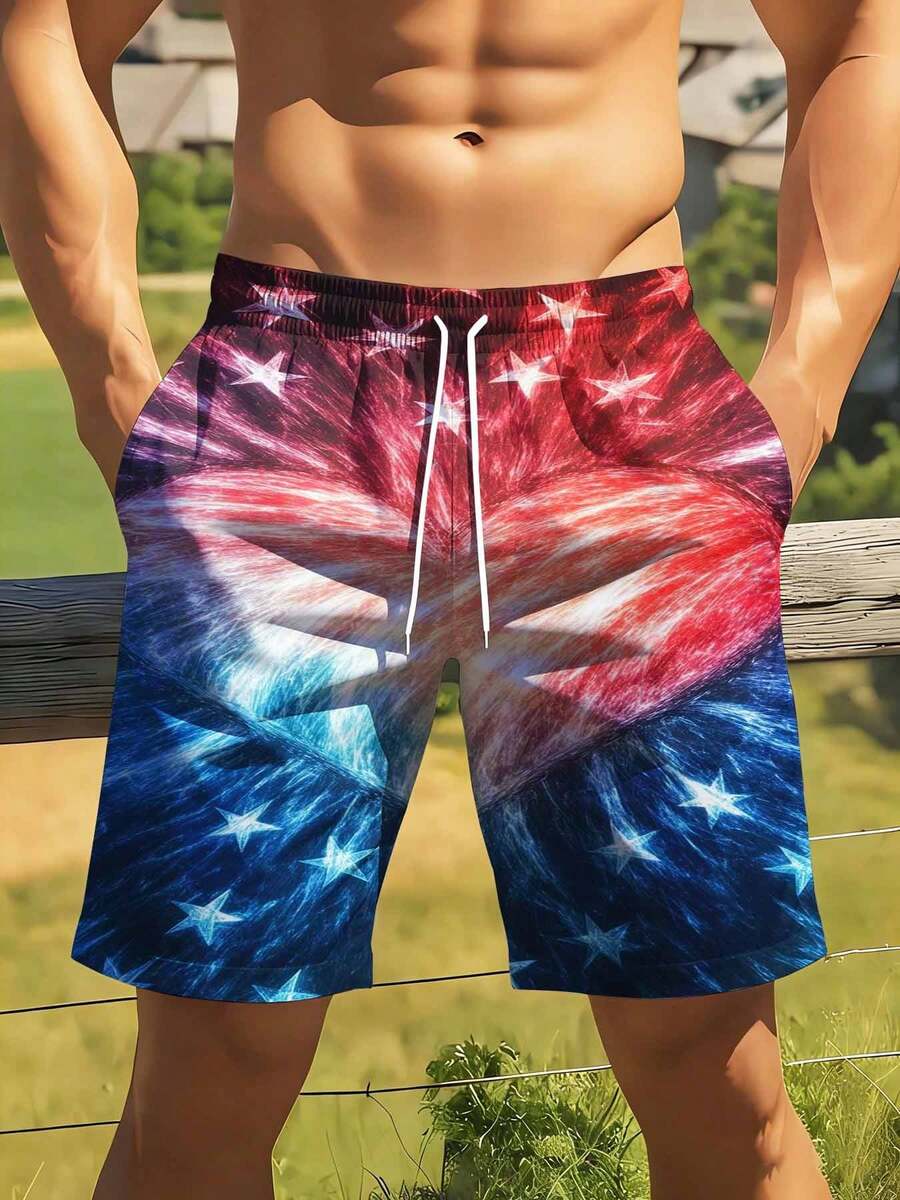 American Flag Print Swim Trunk - Swim Trunk Quick Dry recension och pris