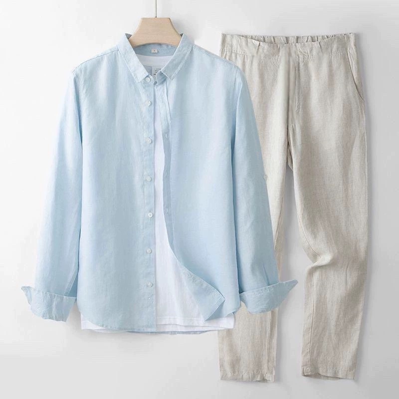 Spring New Men's Cotton Linen  - Linen Shirt Breathable recension och pris