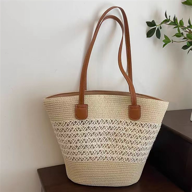 Large Capacity Straw Woven Bag - Bucket Hat Straw recension och pris