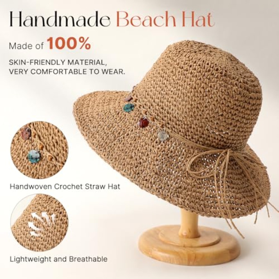 Beach Sun Hats for Women, Stra - Packable Hat Nylon recension och pris