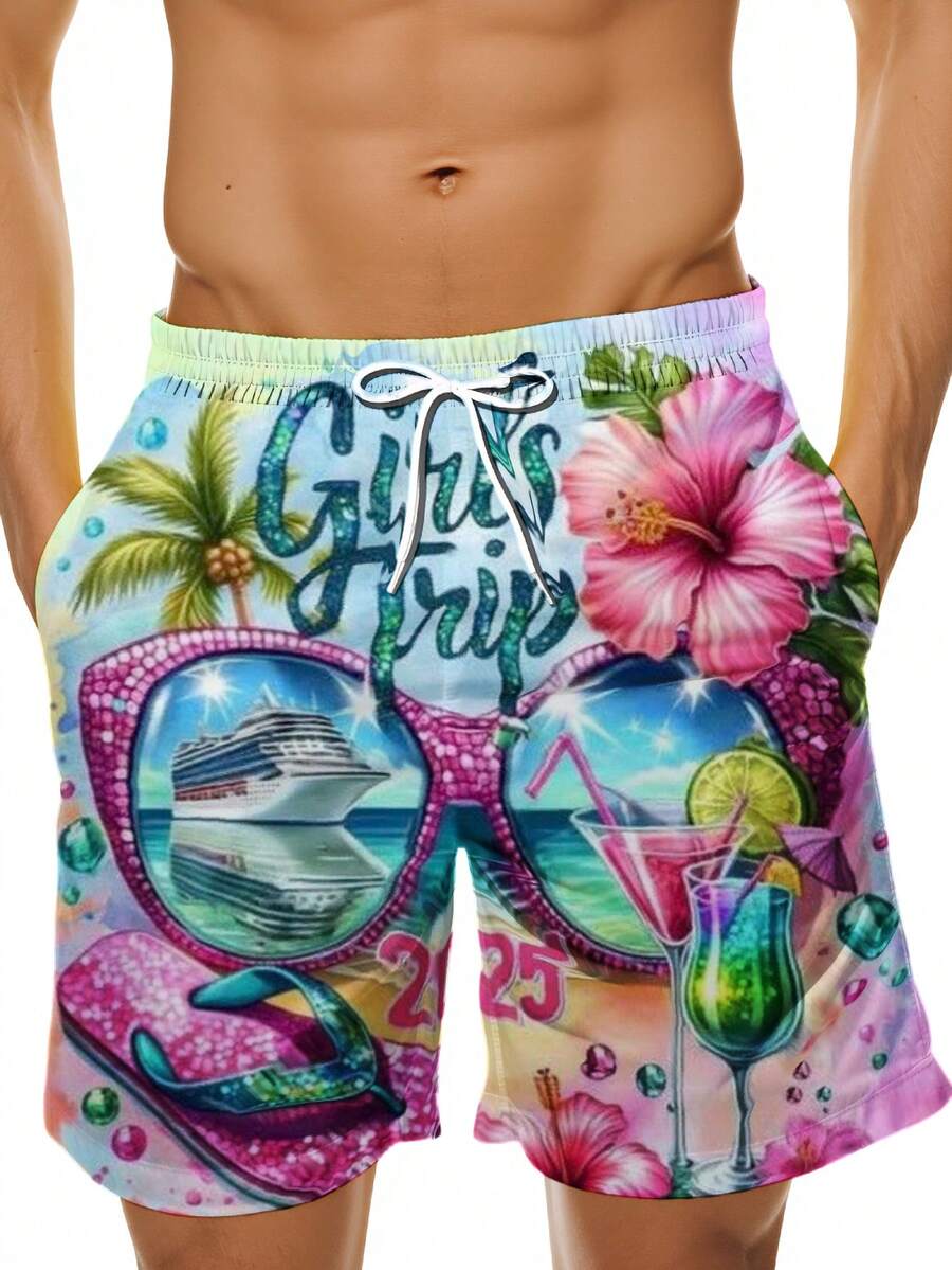 Mens Beach Swim Trunks 3D Prin - Swim Trunk Quick Dry recension och pris