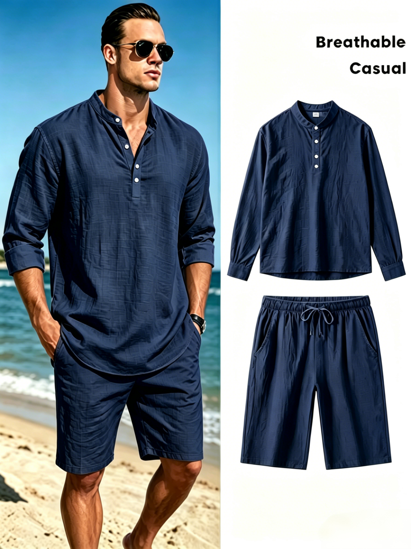 mens cotton linen henley shirt - Linen Shirt Breathable recension och pris