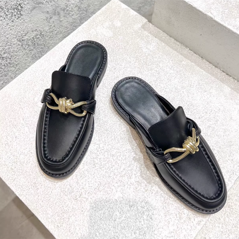 Metal Buckle Half Slippers For - Flip Flop Leather Men recension och pris