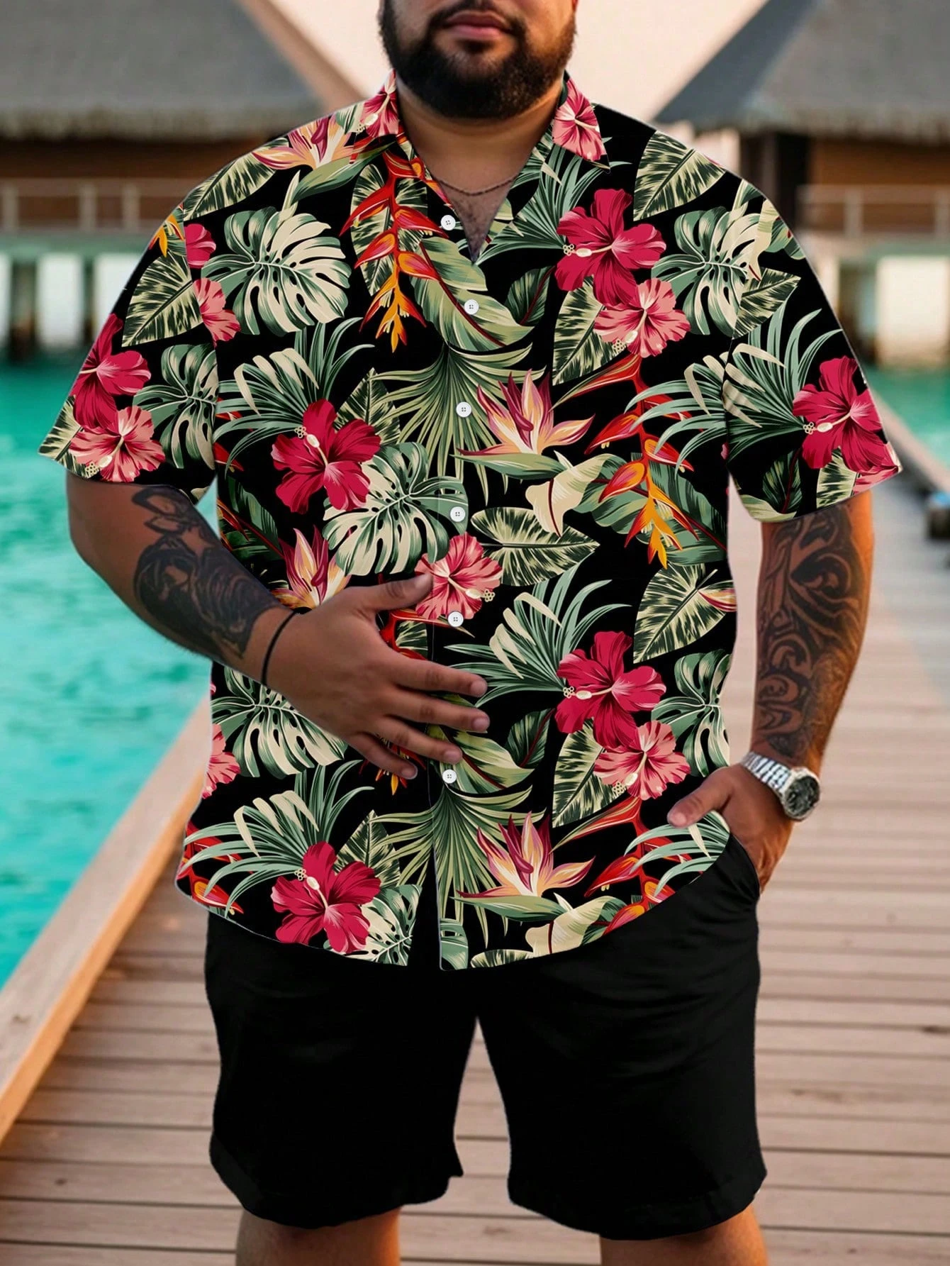Casual Hawaiian Shirt Men Trop - Resort Shirt Floral recension och pris