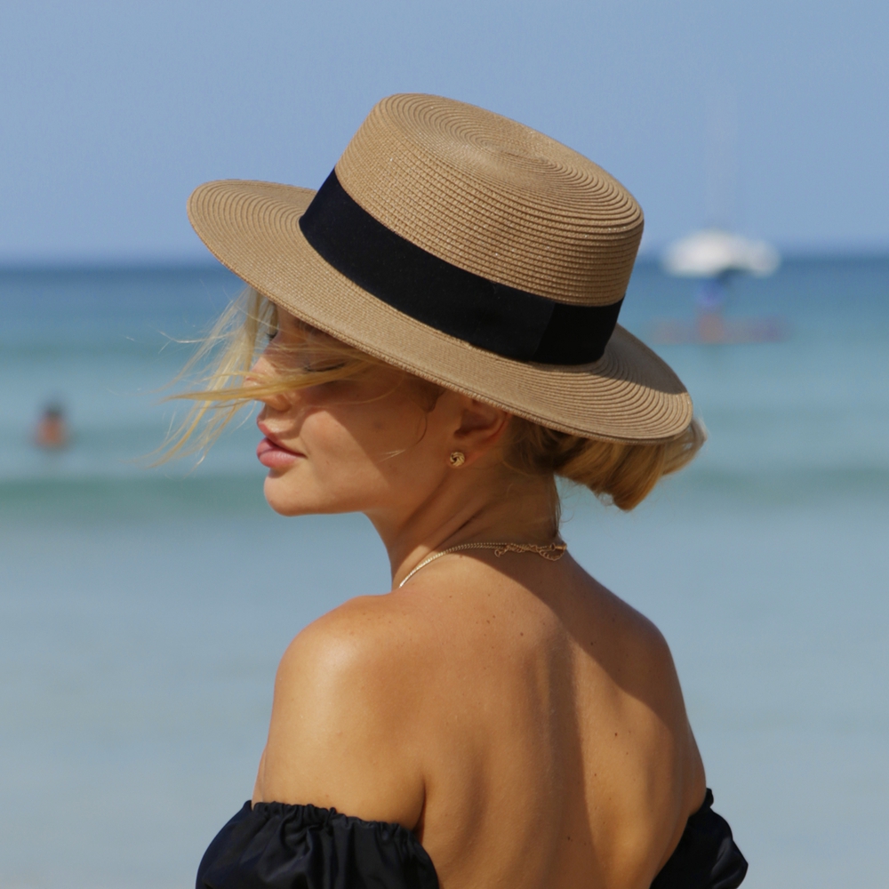 Unisex Flat Top Boater Sun Hat - Bucket Hat Straw recension och pris
