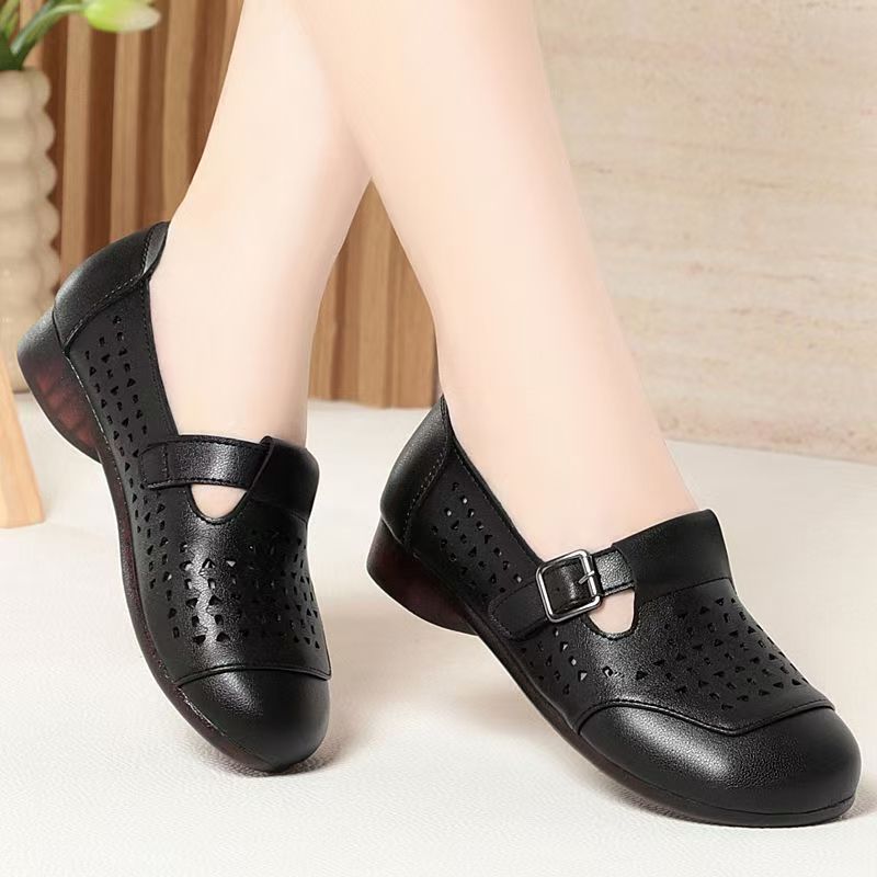 Women's Leather Hollow Out Low - Casual Sandal Leather recension och pris