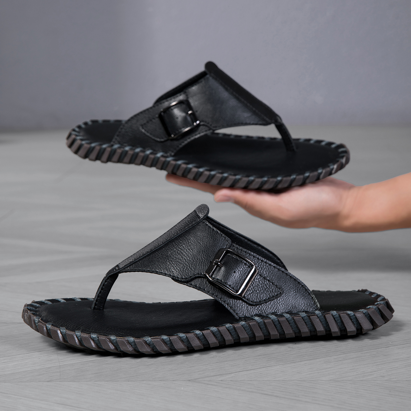 2026 Summer New Men's Plus Siz - Flip Flop Leather Men recension och pris