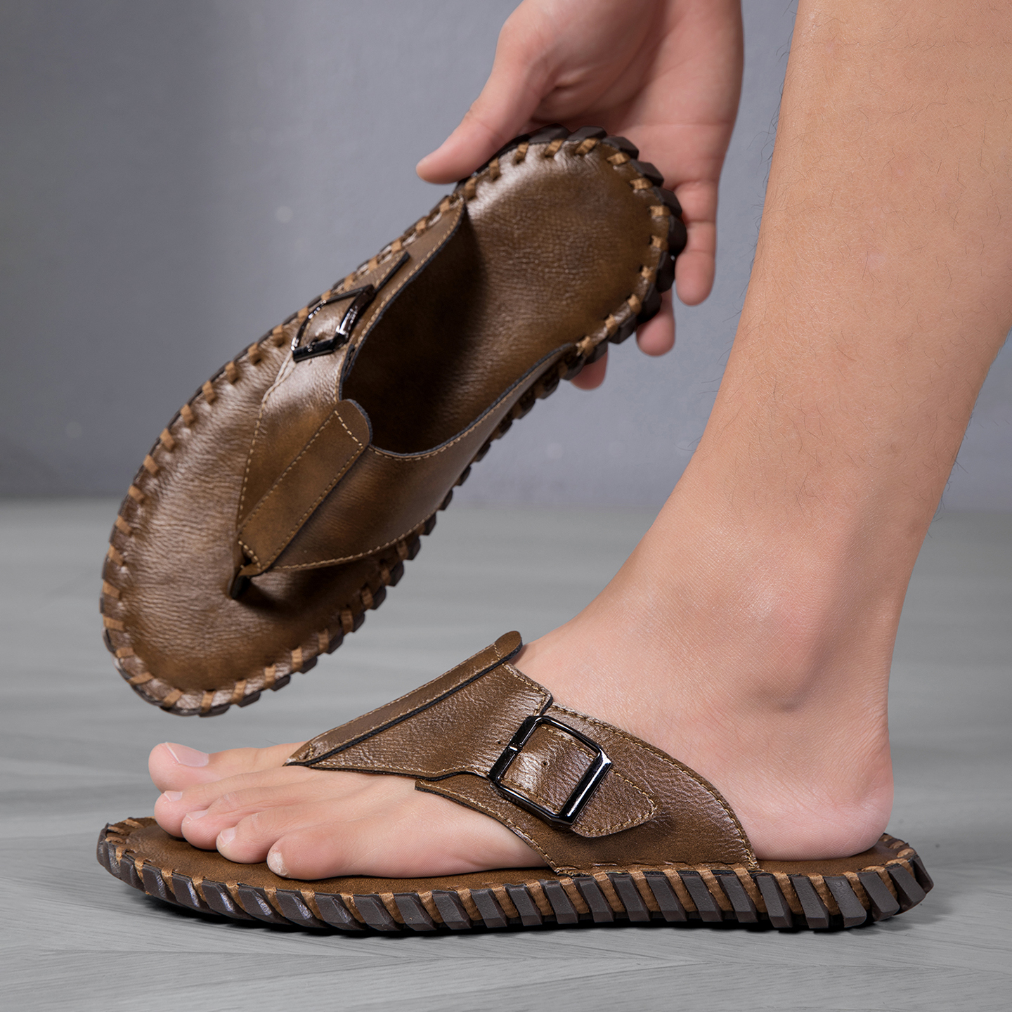 2026 Summer New Men's Plus Siz - Flip Flop Leather Men recension och pris