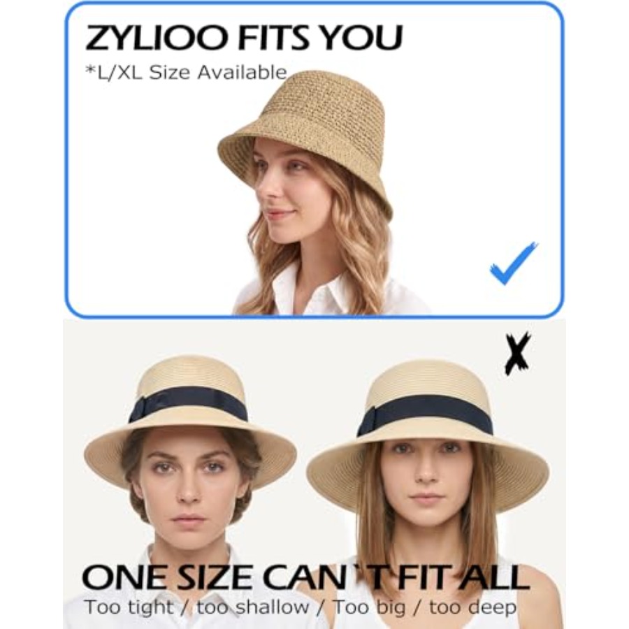 Zylioo XL Straw Bucket Hats, L - Packable Hat Nylon recension och pris