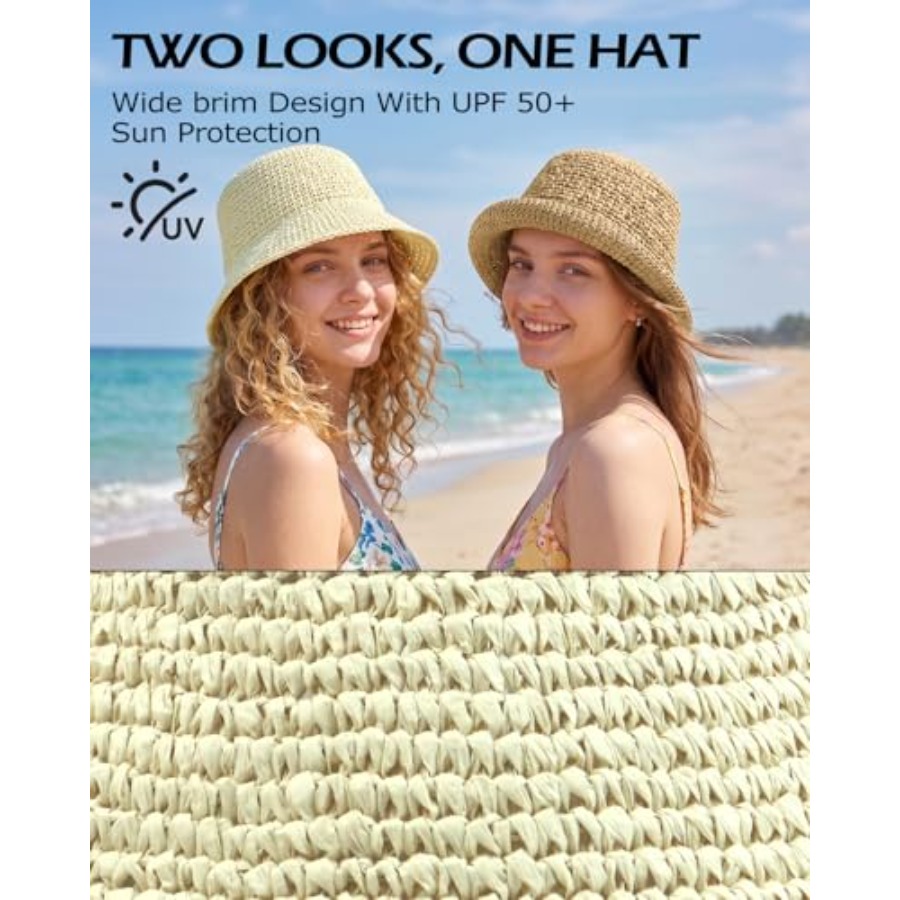 Zylioo XL Straw Bucket Hats, L - Packable Hat Nylon recension och pris