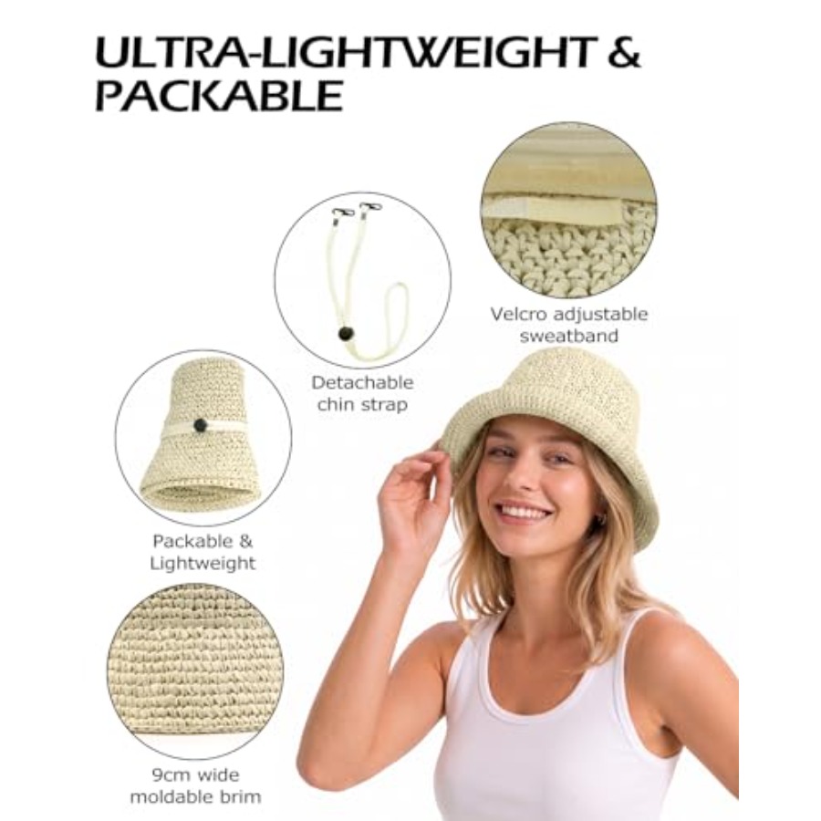 Zylioo XL Straw Bucket Hats, L - Packable Hat Nylon recension och pris