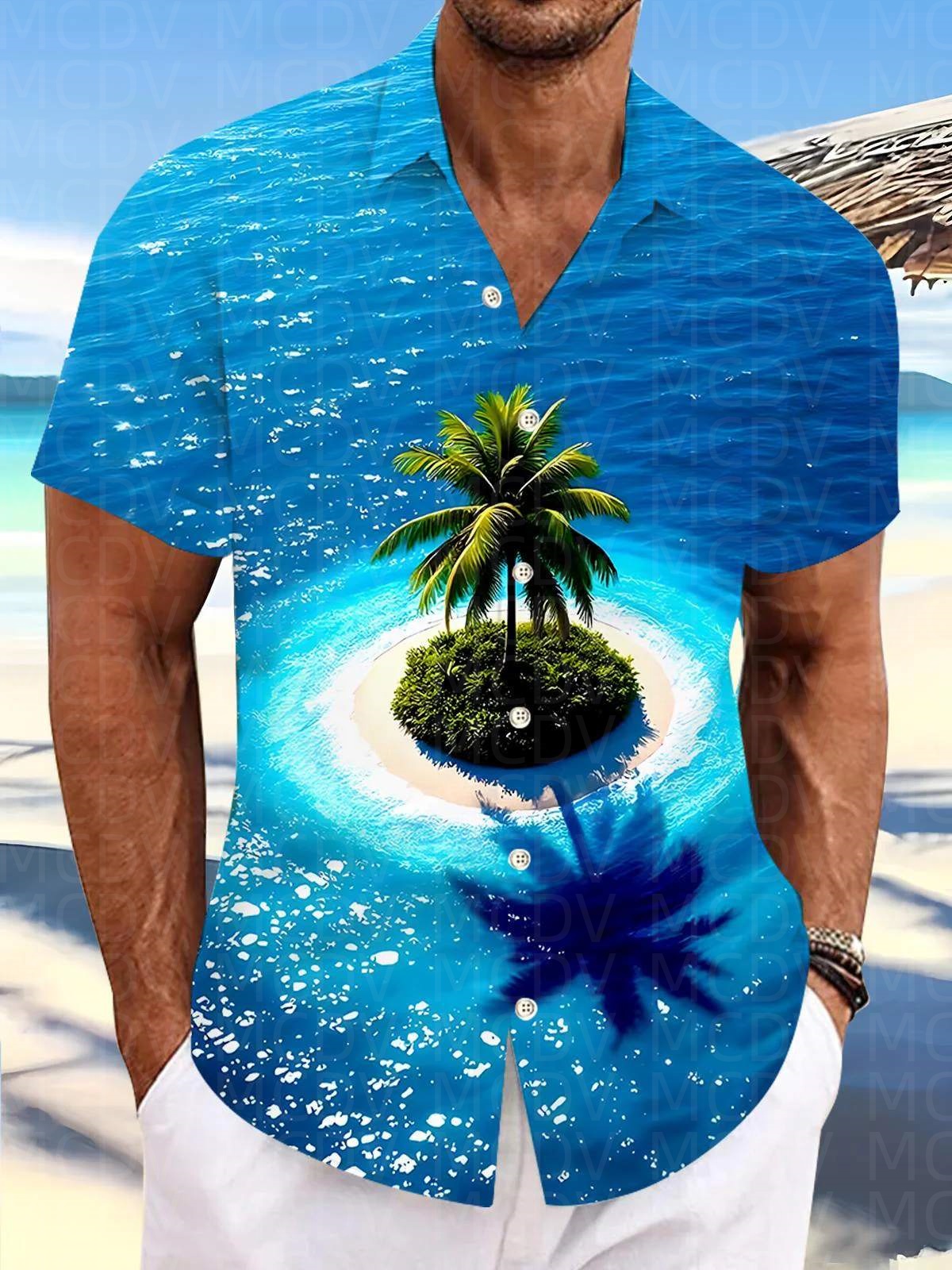 Motorcycle Pattern Men's Hawai - Shirt Camp Collar recension och pris