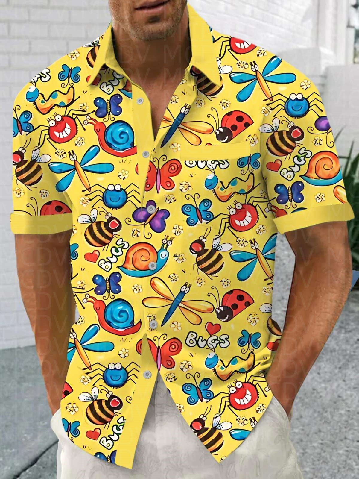 Insects Pattern Men's Hawaiian - Shirt Camp Collar recension och pris