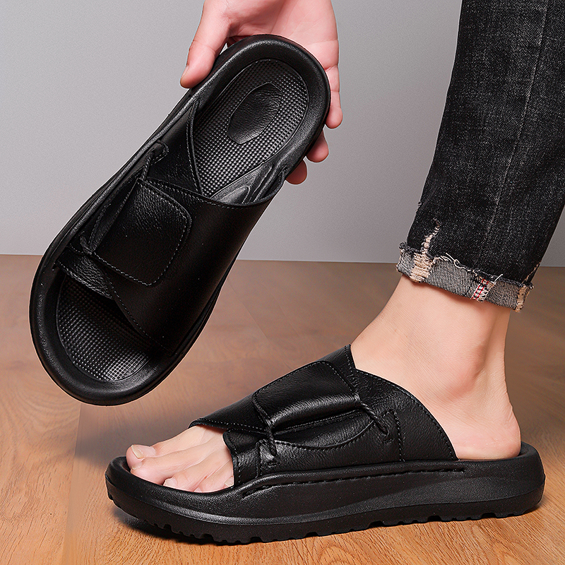 Leather Men's Slippers Slides  - Flip Flop Leather Men recension och pris