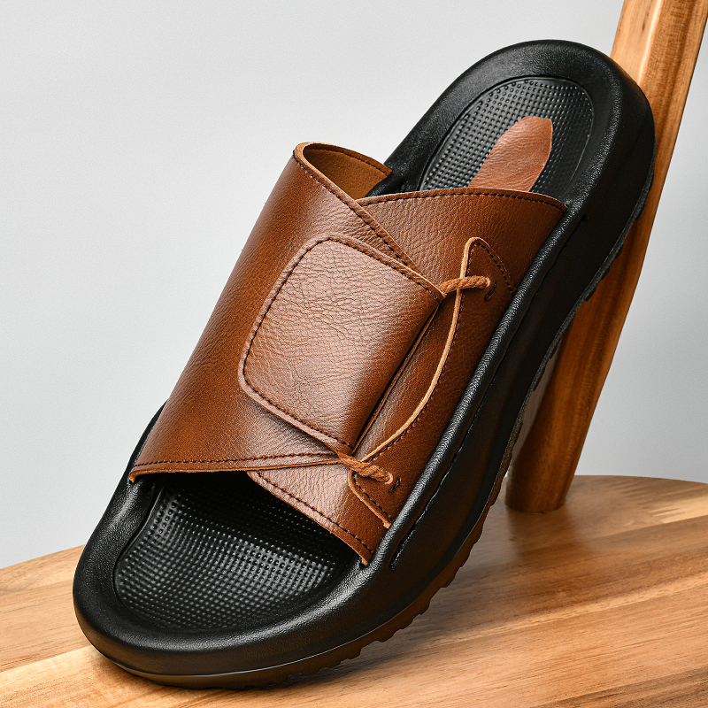 Leather Men's Slippers Slides  - Flip Flop Leather Men recension och pris