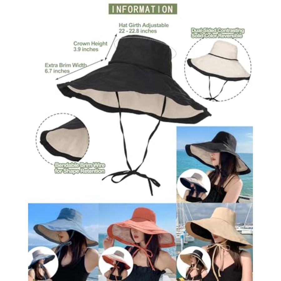 Extra Wide-Brim Sun Hats Women - Packable Hat Nylon recension och pris