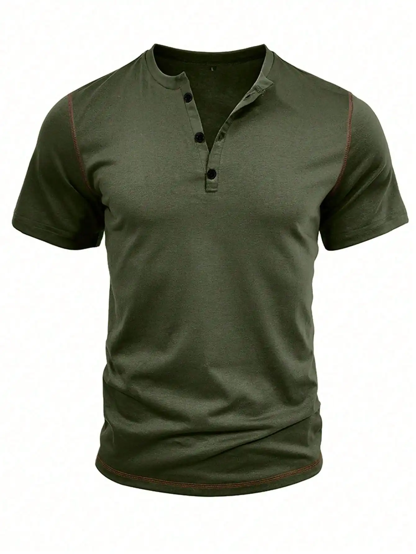 Mens Cotton Henley Neck Short  - Shirt Camp Collar recension och pris