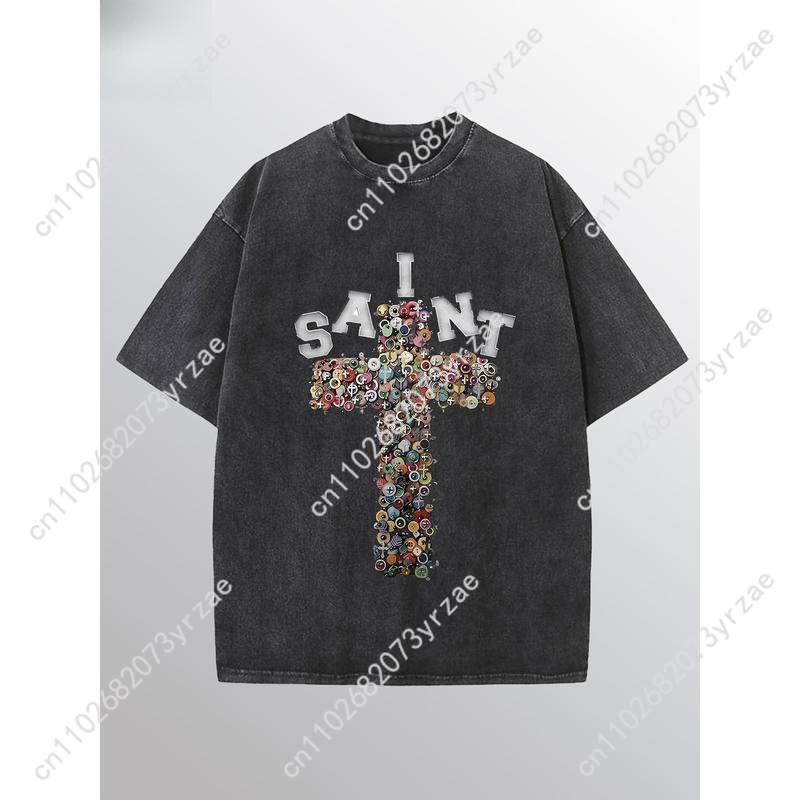 SAINT Retro Tshirt Man Woman H - Linen Shirt Breathable recension och pris