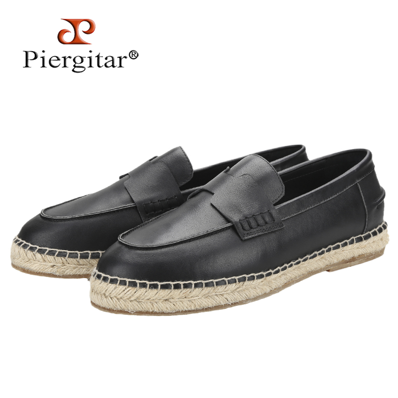 Piegitar Black Genuine Leather - Espadrille Slip On recension och pris