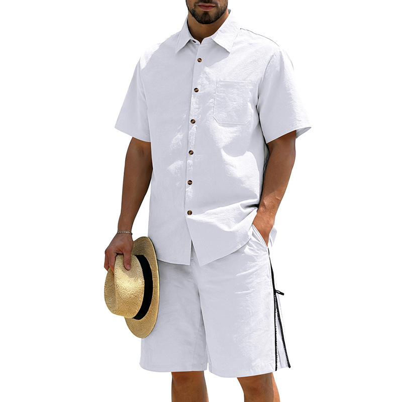 Men's Casual Cotton Linen 2 Pi - Short Linen Drawstring recension och pris