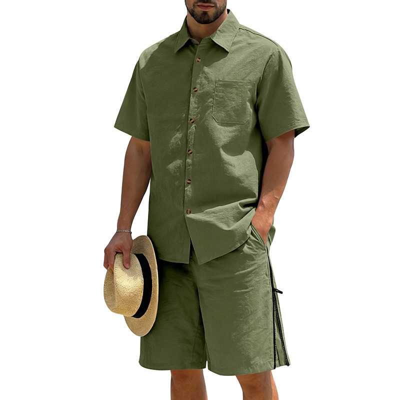Men's Casual Cotton Linen 2 Pi - Short Linen Drawstring recension och pris