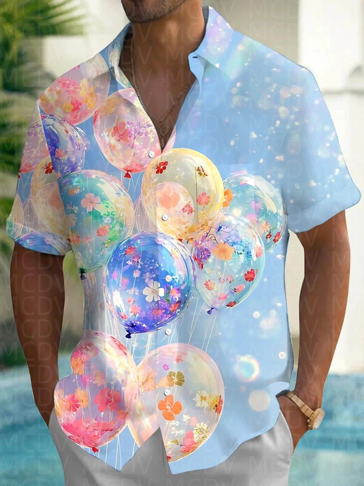 Balloon Pattern Men's Hawaiian - Shirt Camp Collar recension och pris