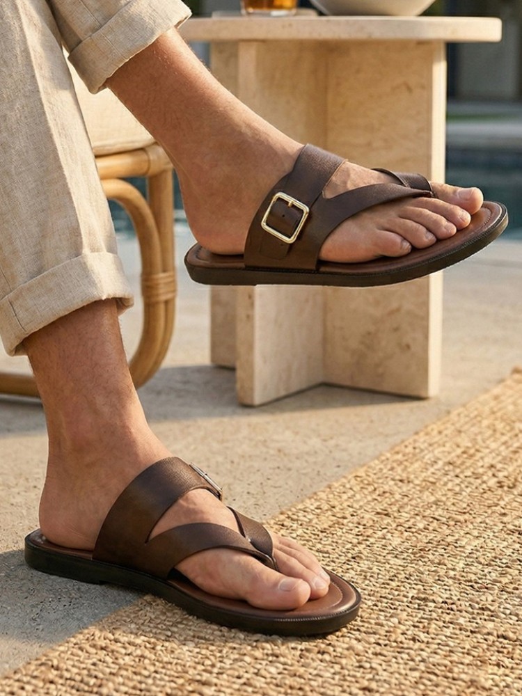 Outside Summer Mens Flat Shoes - Flip Flop Leather Men recension och pris