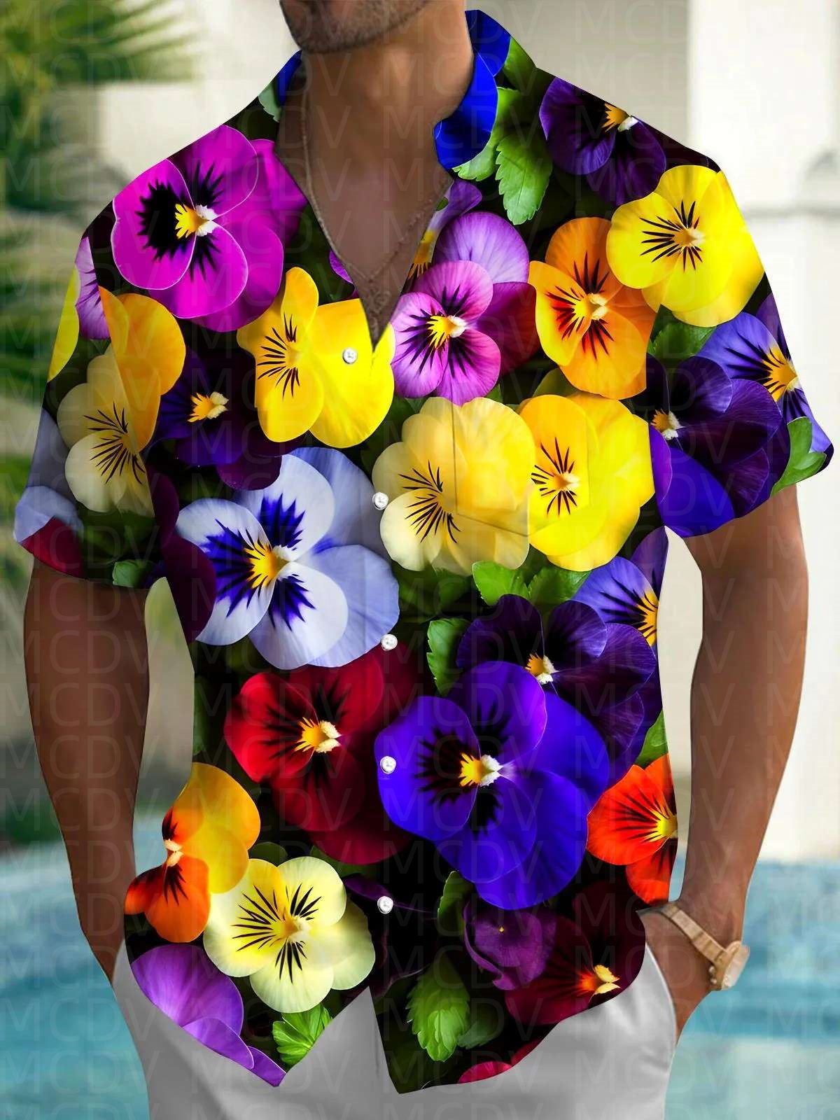 Floar Pattern Men's Hawaiian S - Shirt Camp Collar recension och pris
