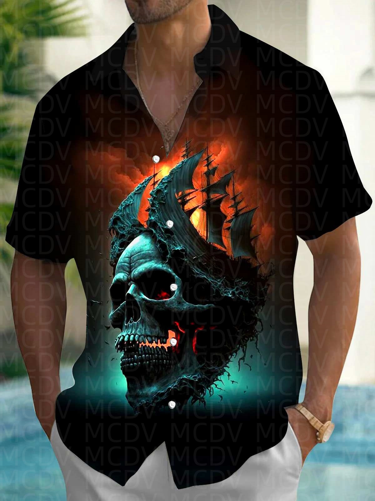 Floar Pattern Men's Hawaiian S - Shirt Camp Collar recension och pris