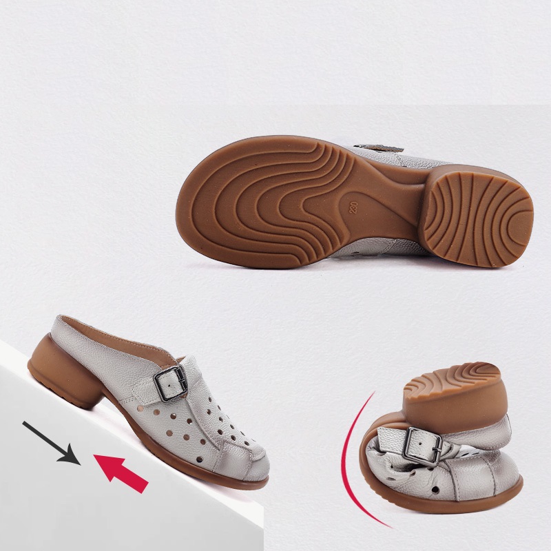 New Cow leather low heel sanda - Casual Sandal Leather recension och pris
