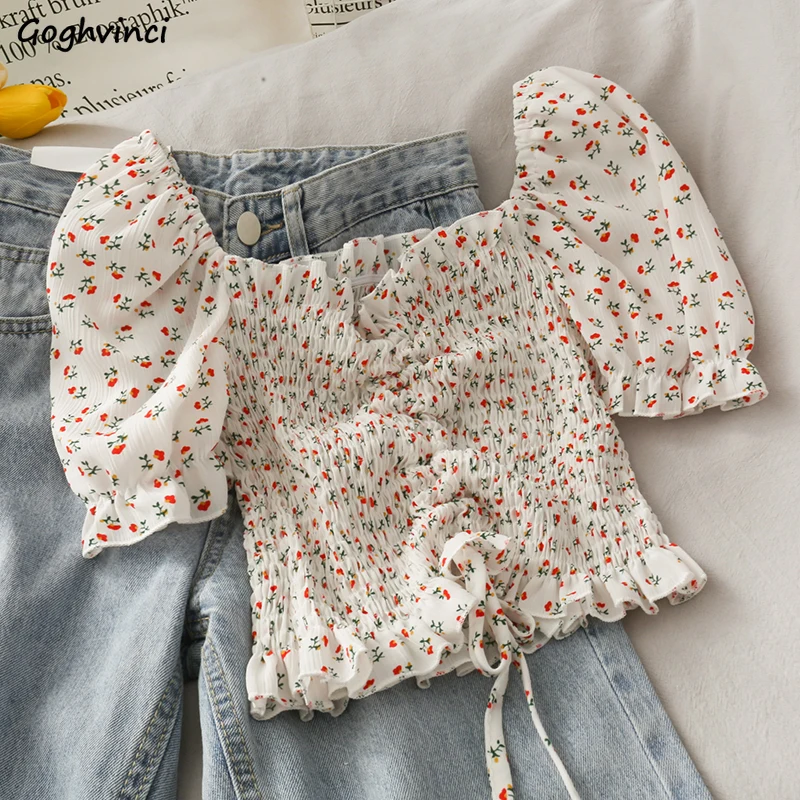 Blouses Shirts Women Floral Dr - Short Linen Drawstring recension och pris