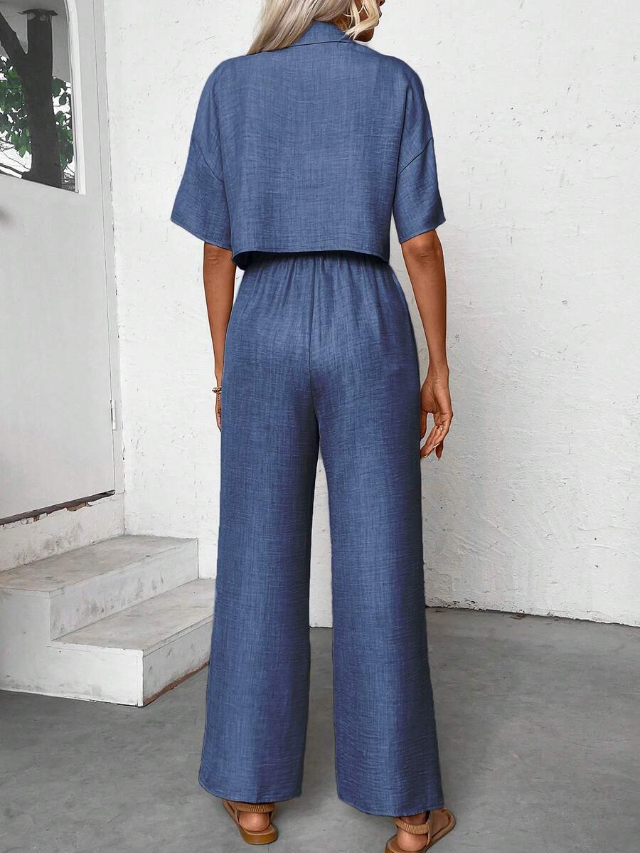 Womens Linen Short Sleeve Shir - Short Linen Drawstring recension och pris
