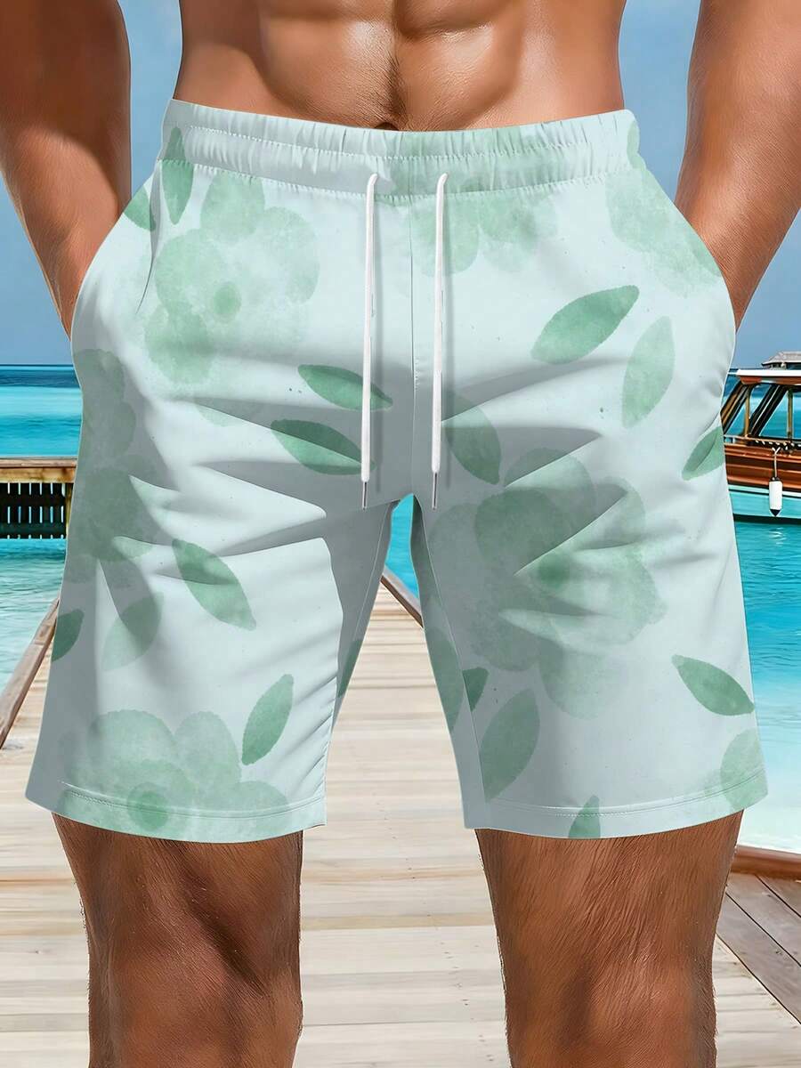 Mens Floral Print Beach Shorts - Swim Trunk Quick Dry recension och pris