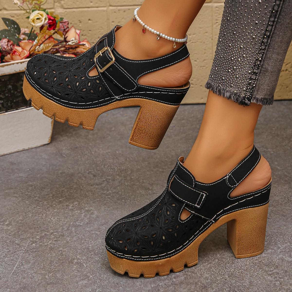 Large Size Women's Thick Heel  - Casual Sandal Leather recension och pris