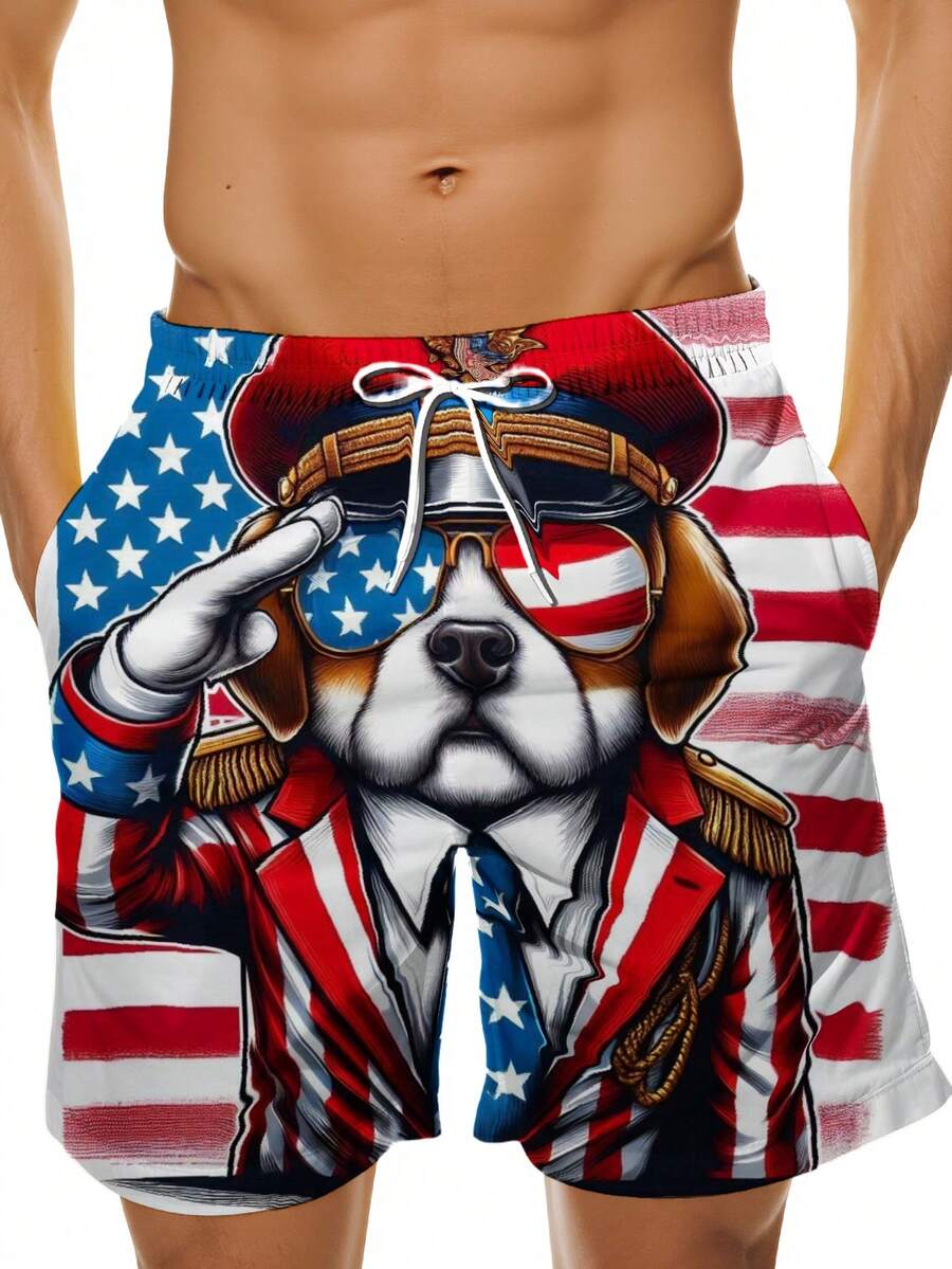 Patriotic Dog American Flag Sw - Swim Trunk Quick Dry recension och pris