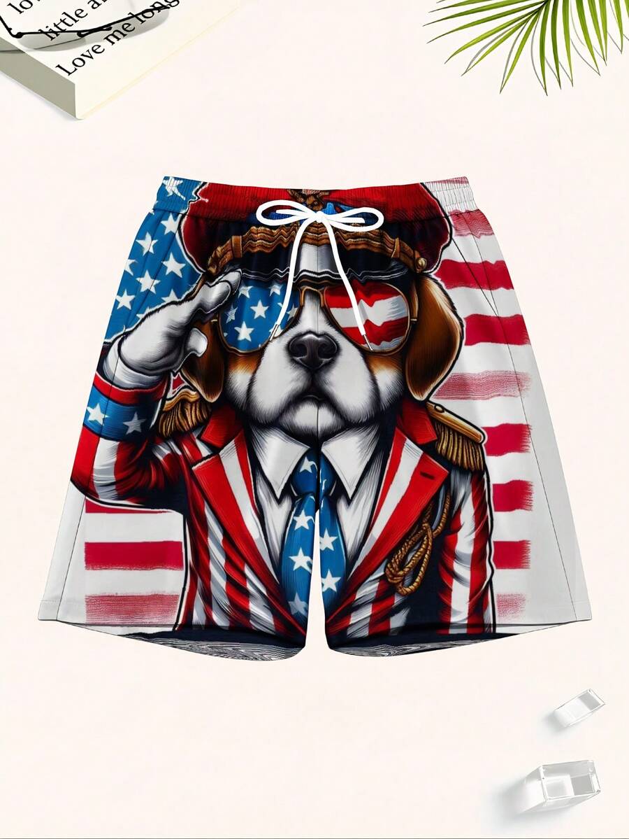 Patriotic Dog American Flag Sw - Swim Trunk Quick Dry recension och pris
