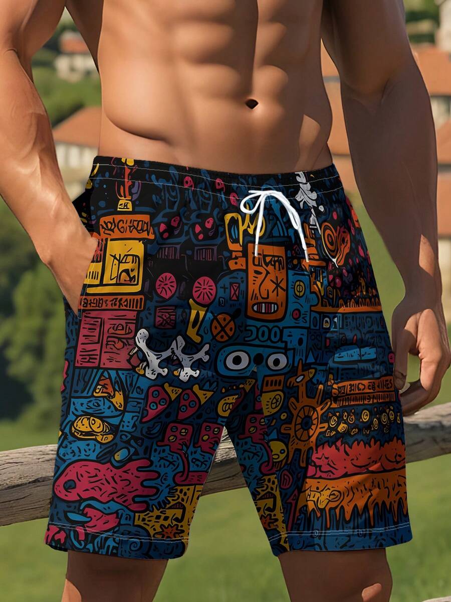 Mens Beach Shorts 3D Digital P - Swim Trunk Quick Dry recension och pris
