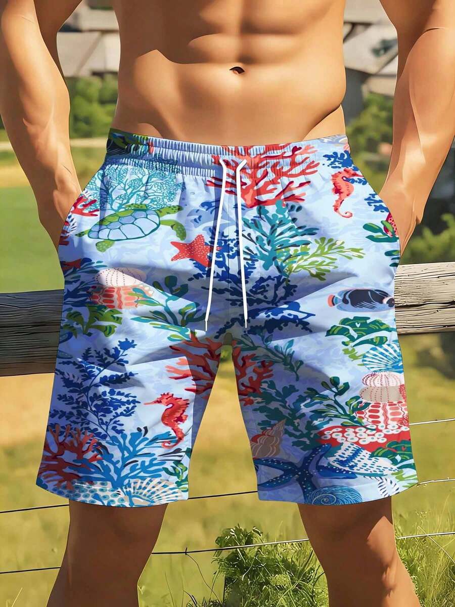 Mens Ocean Life Print Swim Tru - Swim Trunk Quick Dry recension och pris