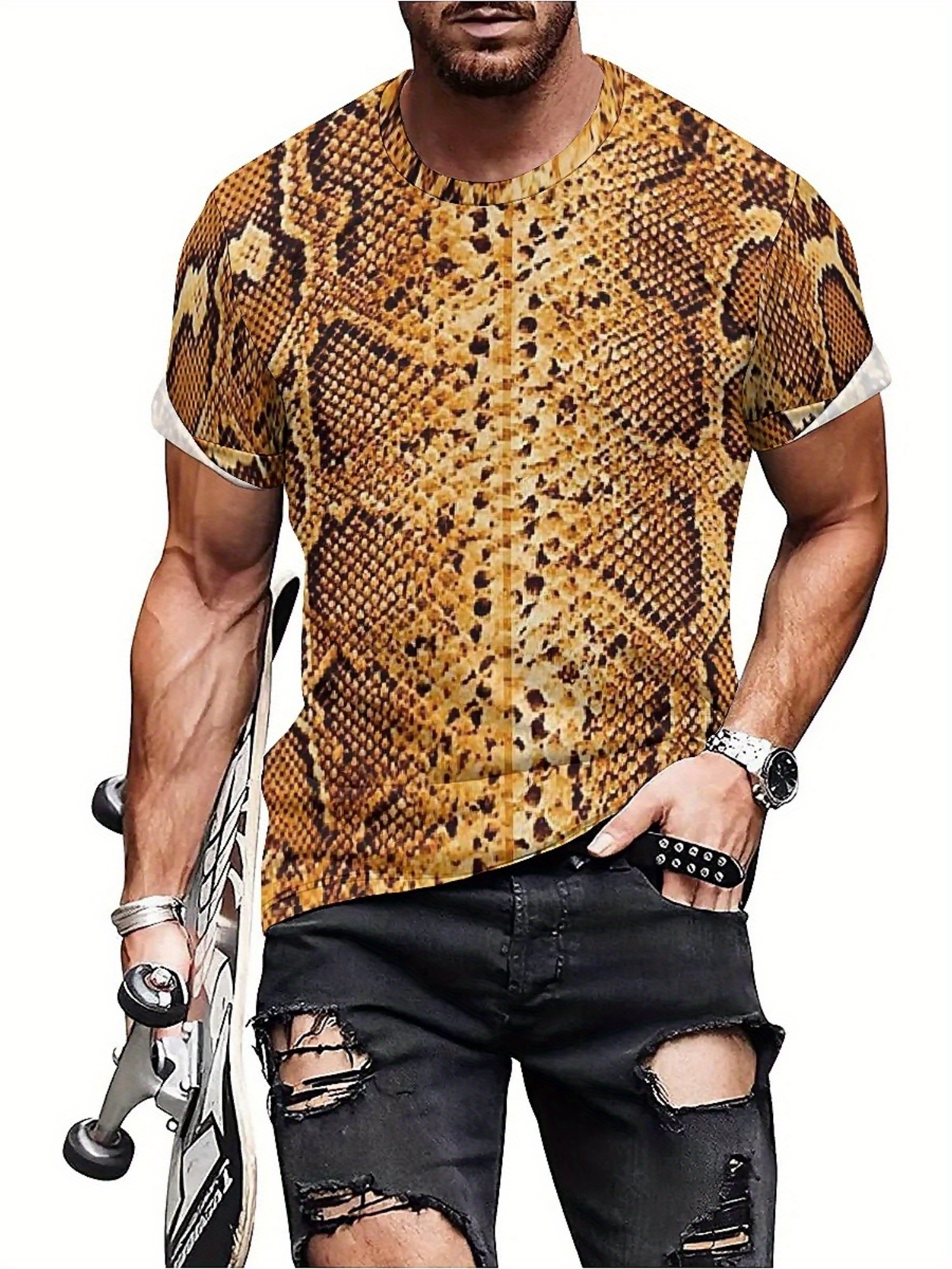 Men'S 3D Print Snake Graphic T - Tee Graphic Print recension och pris